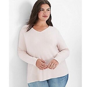 Lane Bryant long sleeve vneck tshirt 22/24 pale peach